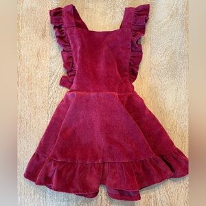 Burgundy Corduroy Ruffle Dress